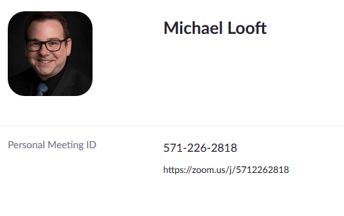 Zoom Meeting Info for Michael Looft